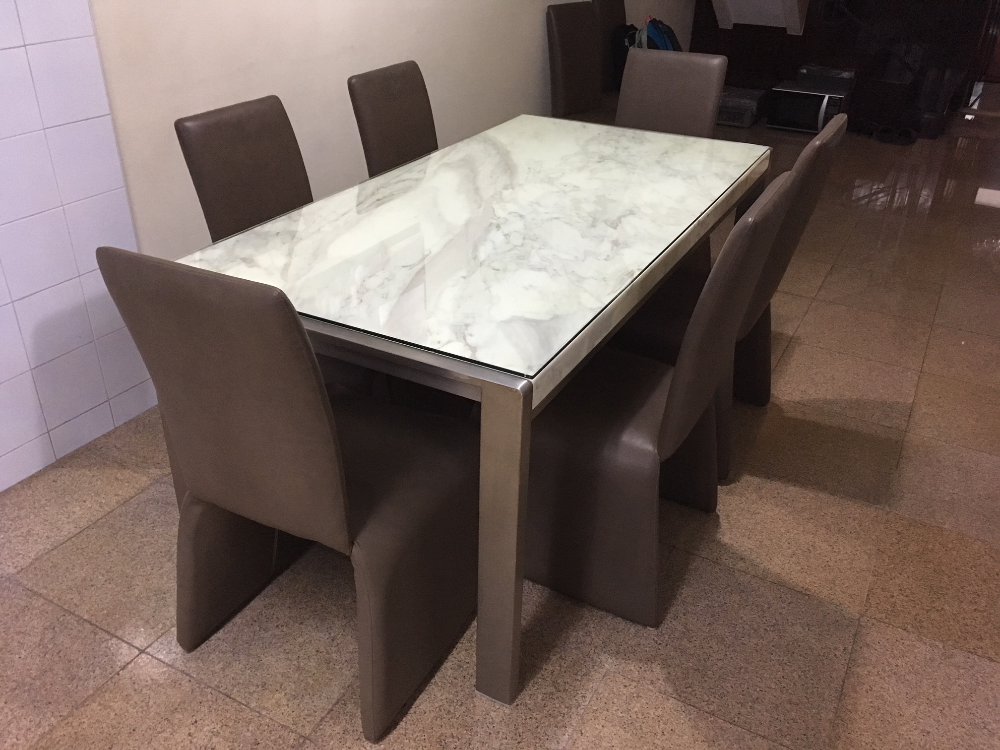 WTS: Used Marble Dining Table & 6 Chairs - SGMerc Car Mart - SGMerc