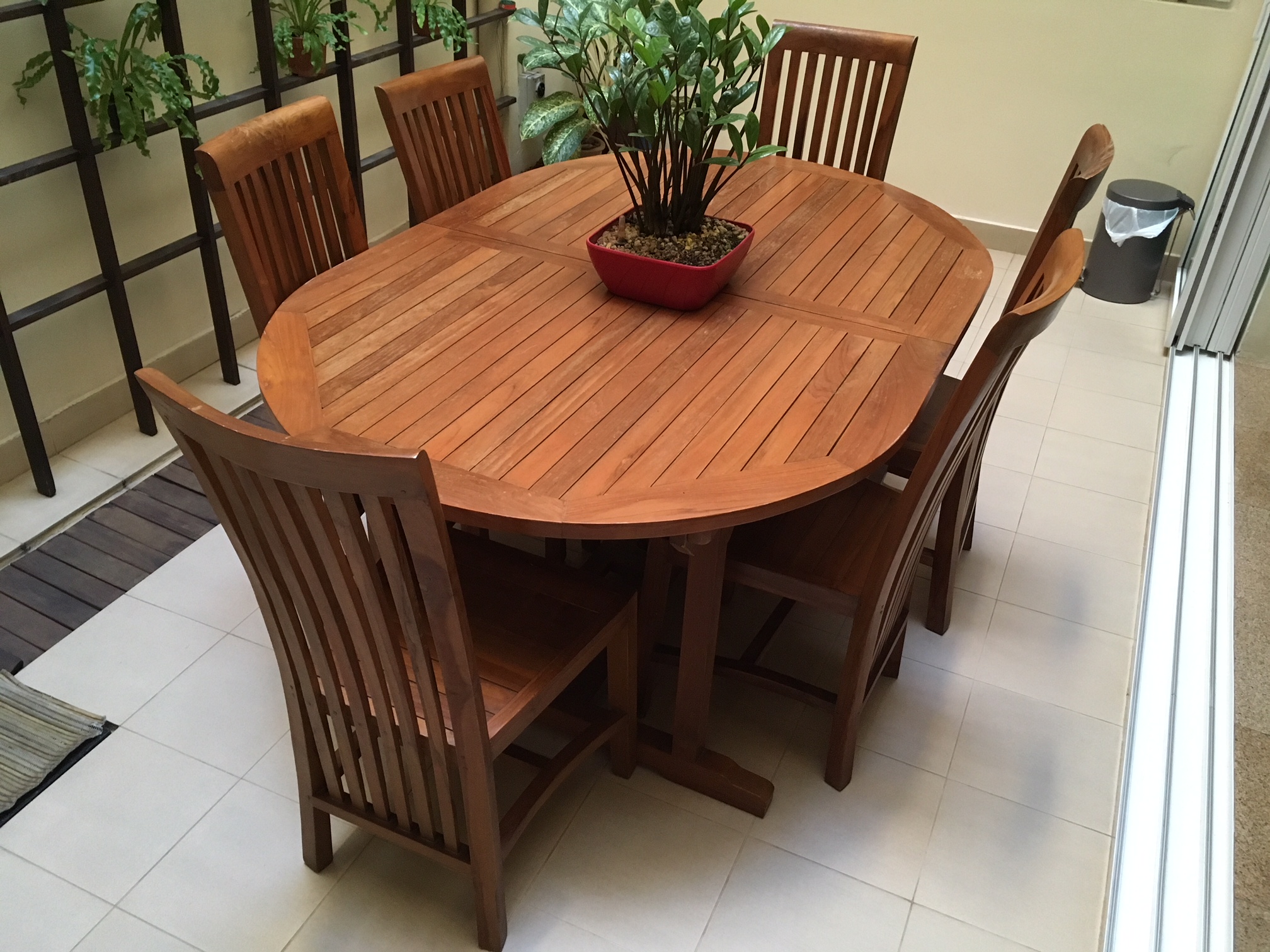 WTS: Used Wooden Teak Extendable Dining Table & 6 Chairs - SGMerc Car