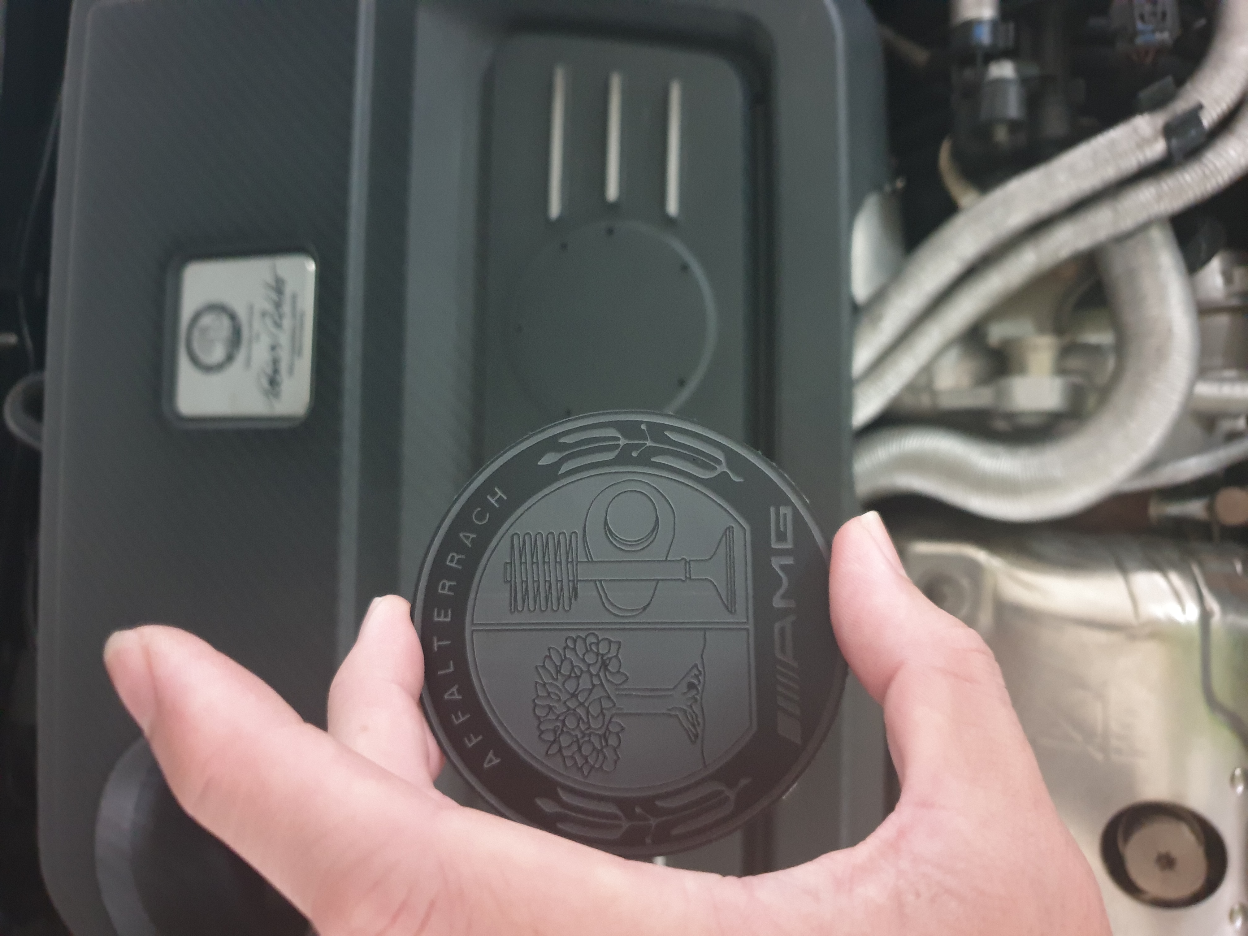 Amg engine cover emblem deals